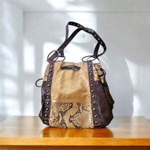 Claudia Ciuti Leather Sequin Snakeprint Purse